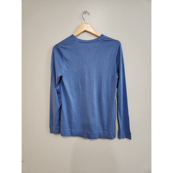 J.Jill Silk & Cotton V-Neck, Long Sleeve Lapis Sweater, Size Small Breathable - Picture 2 of 9